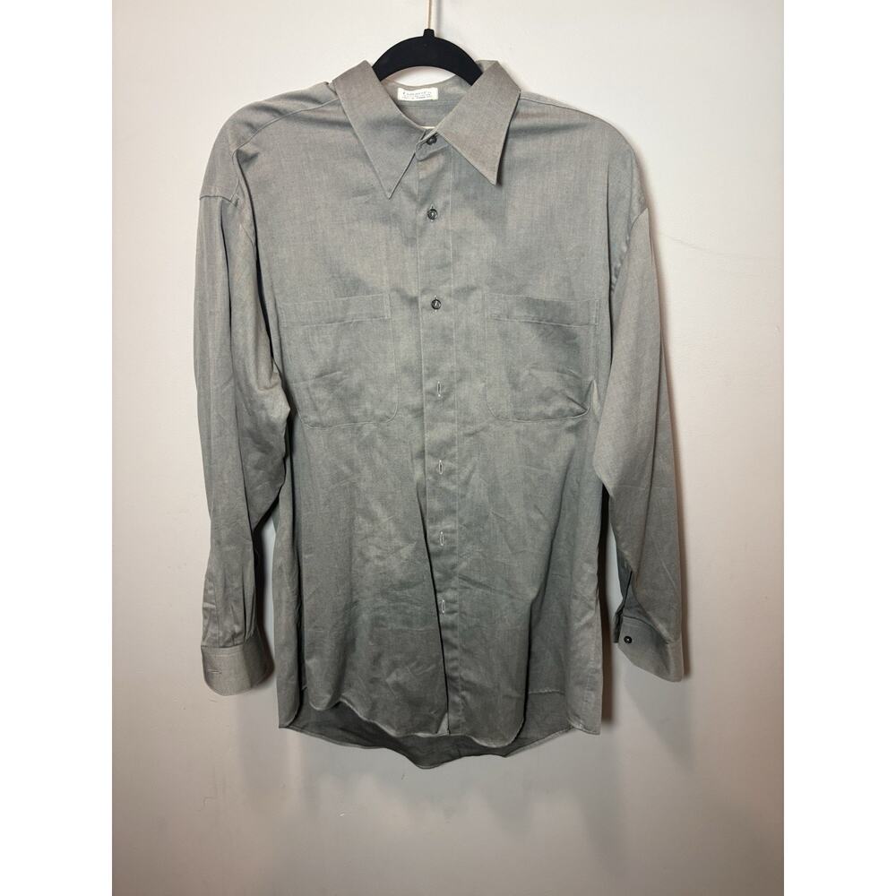 Murano Men’s 15.5/33 Regular Fit Dress Shirt Gray Long Sleeve Cotton